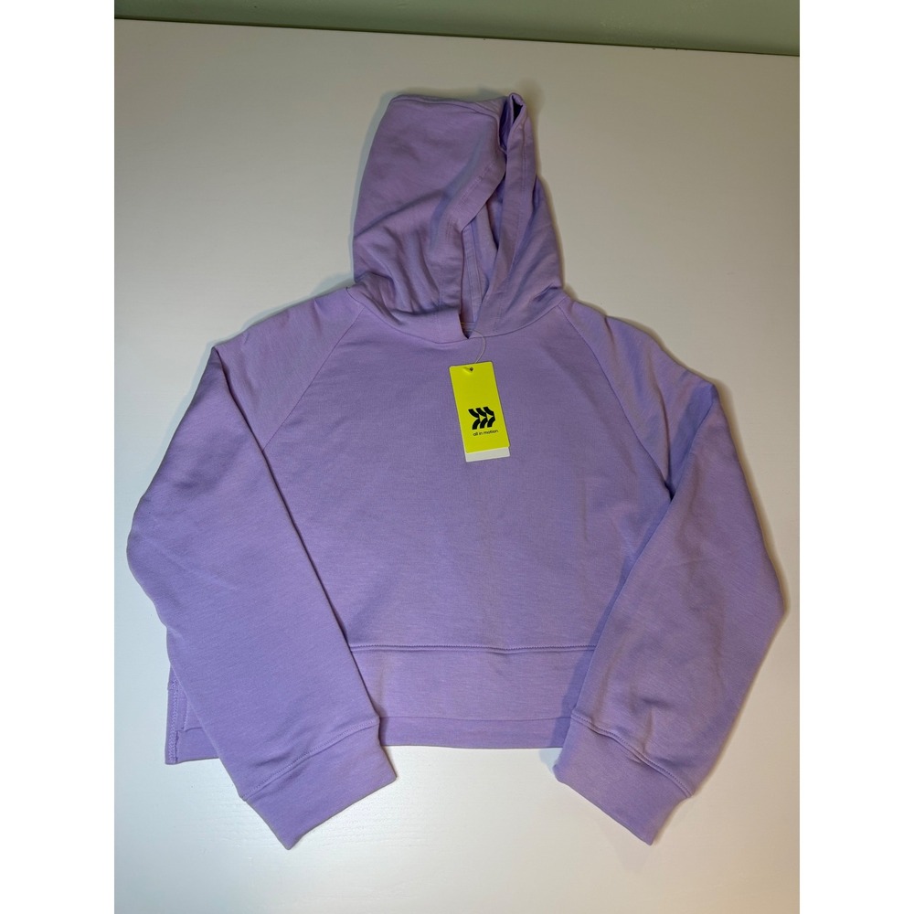 All in Motion Girls Lavender Pullover Hoodie Cropped Relaxed Fit Purple Size M 8 - Picture 2 of 3